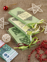 Купюрница деревянная, покраска акрил, с атласной леной, артикул КДХ-017