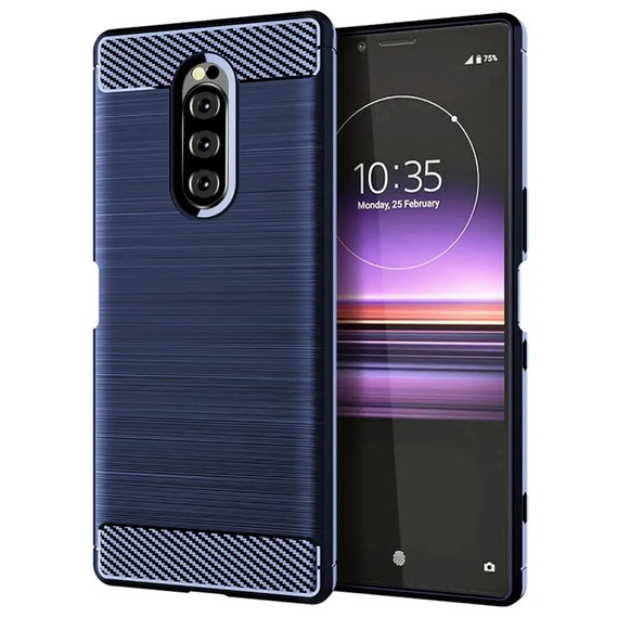 Чехол на Sony Xperia 1 цвет Blue (синий), серия Carbon от Caseport