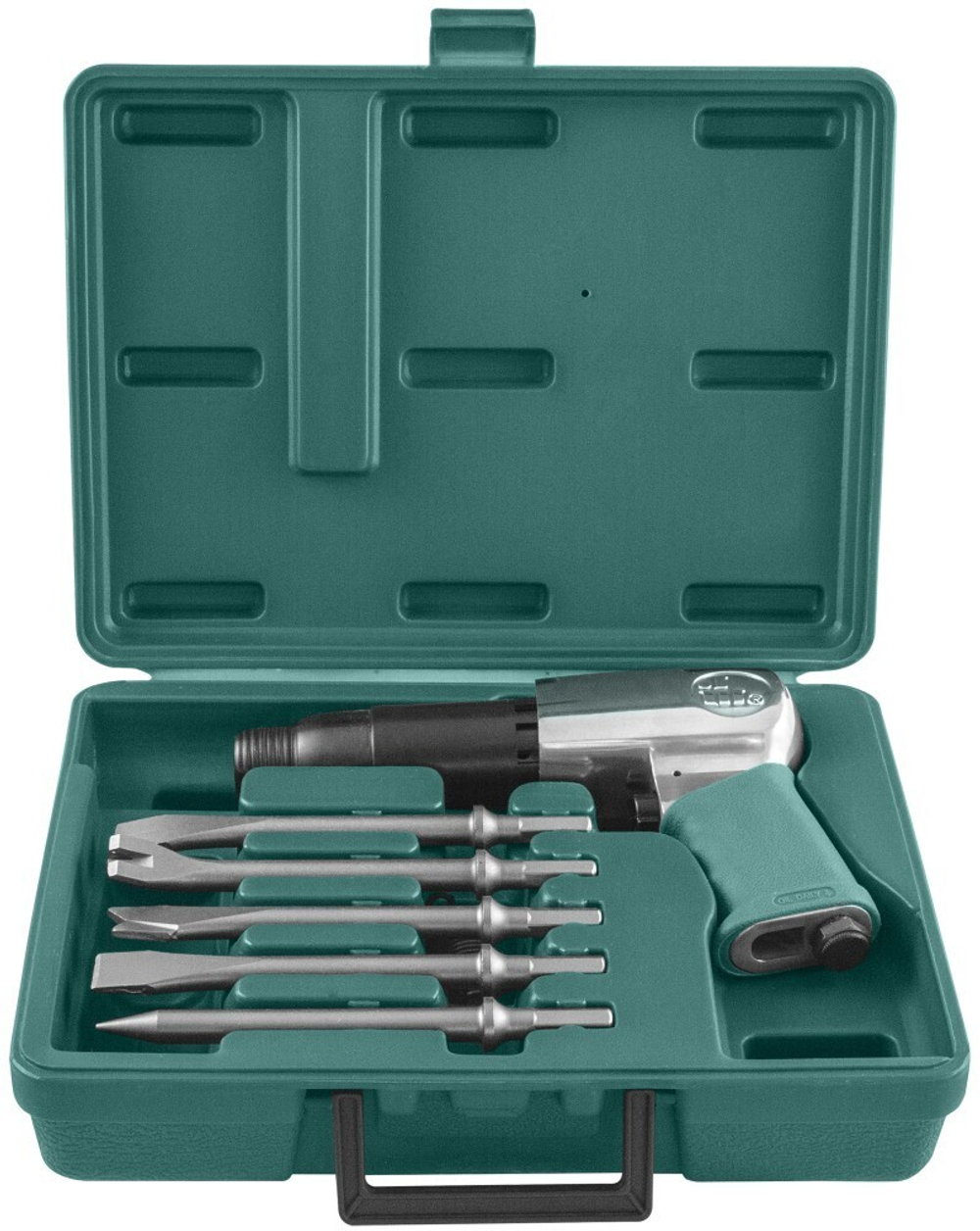 JAH-6833HK Набор молоток пневматический 2100 уд/мин., патрон H10, с насадками, 8 предметов