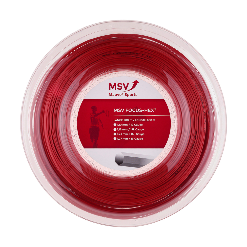 Теннисная струна MSV Focus HEX, 1.23, 200м (красный)
