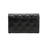 CHANEL Grain Embossed Cow Leather Coin Purse Card Holder, Wallet Women"s Black