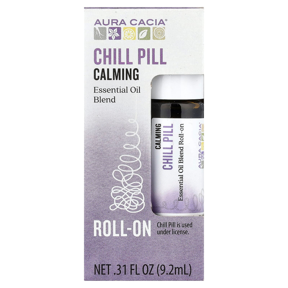 Aura Cacia, смесь эфирных масел, расслабляющее действие, с шариковым аппликатором, успокаивающий эффект, 9,2 мл (3,1 жидк. унции)