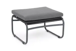 "Ането" пуф плетеный из роупа, каркас алюминий темно-серый (RAL7024) муар, роуп темно-серый круглый