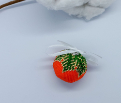 Елочная Игрушка, Шарики на Елку из Бисера, Ручная работа, Мандаринка