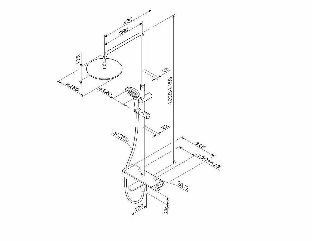 Душевая система AM.PM Spirit 2.0 F0770A500