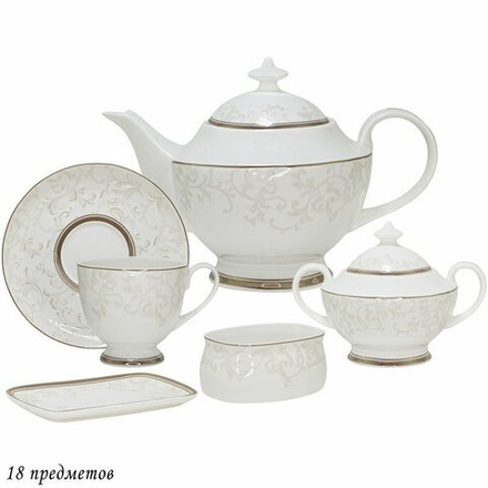 Lenardi 145-123 Чайный севриз 18пр.СЕРЫЙ ШЕЛК в под.уп.(х2) Костяной фарфор