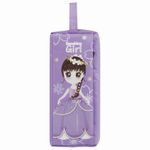 Пенал-косметичка ЮНЛАНДИЯ с ручкой, 2 отделения, мягкий, "Девочка", фиолетовый, 20х5х9 см, 228986