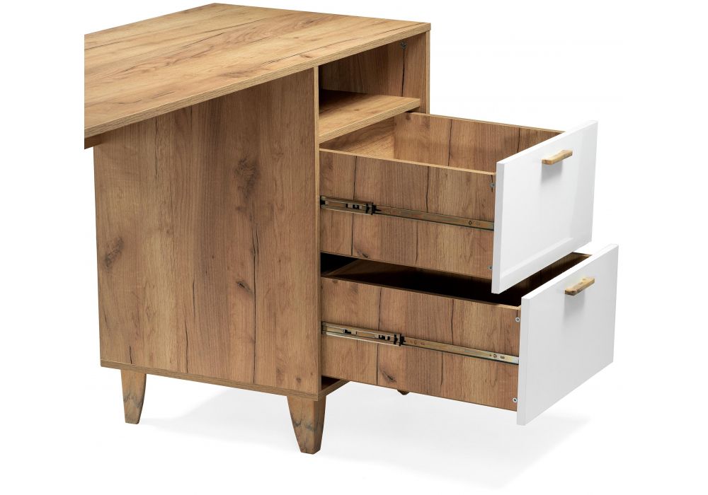 Письменный стол Эго Ст-3 на ножках 130х52,6х81,1 дуб крафт золотой / белый глянец