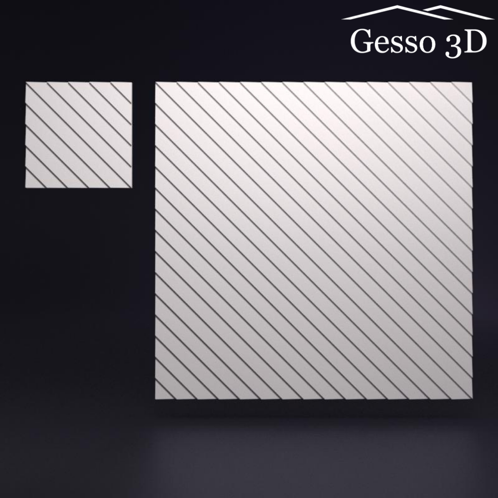 Гипсовая 3D панель Рейка диагональная