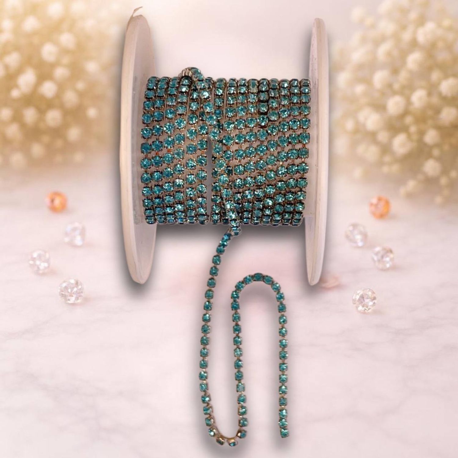 стразовая лента 2,5мм ,голубой-серебро (1м)