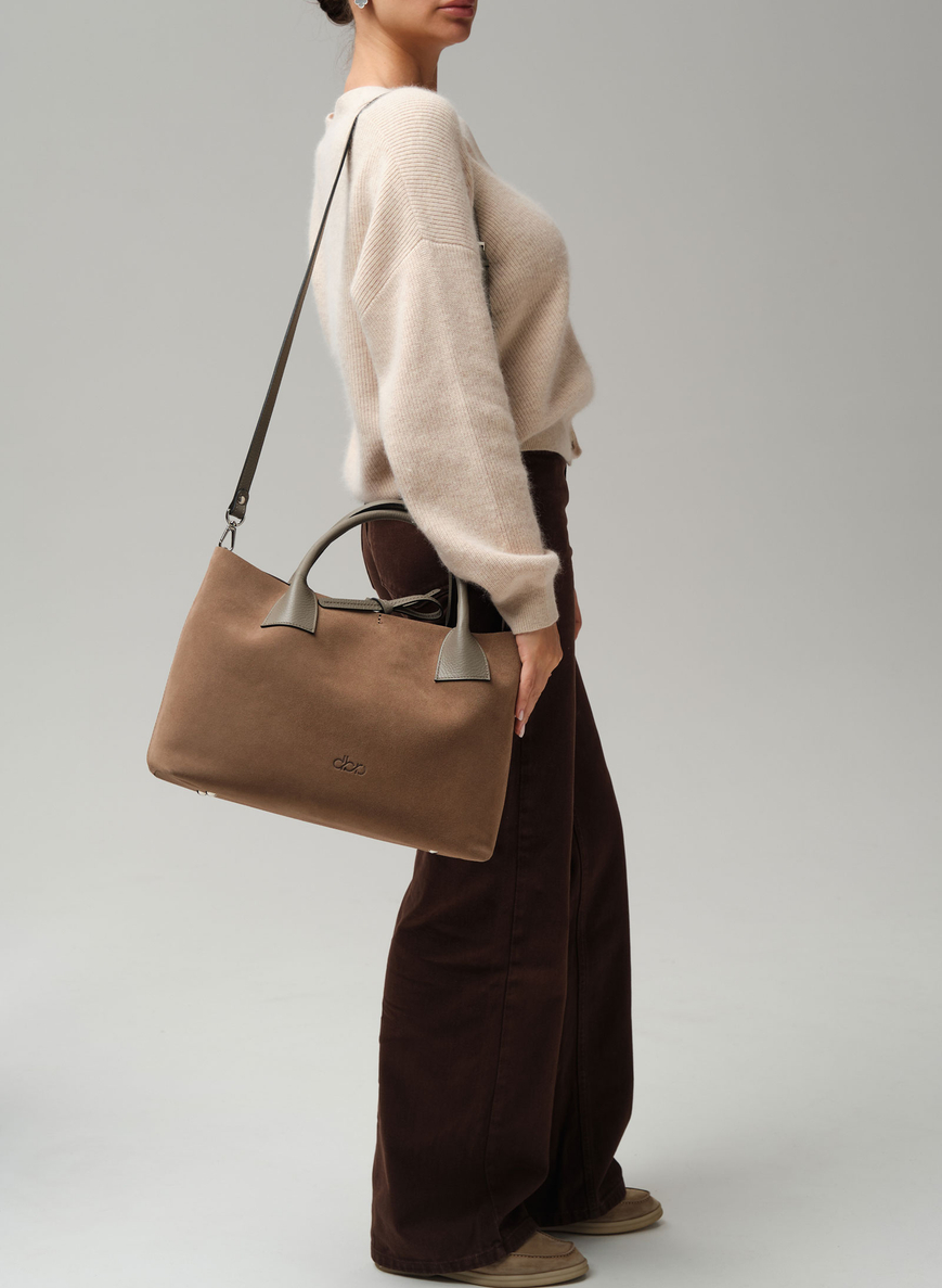 Замшевая сумка Iris DBR 31372 серо-коричневый