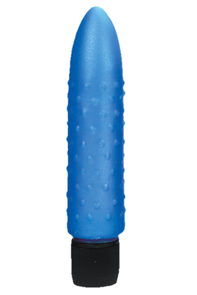 Голубой вибратор с пупырышками - 12,7 см.