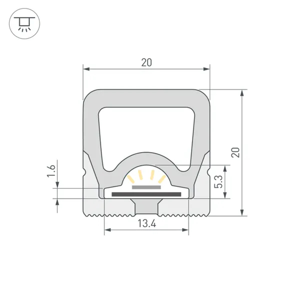 Силиконовый профиль WPH-FLEX-2020-TOP-S13-5m WHITE (Arlight, Силикон) 062404
