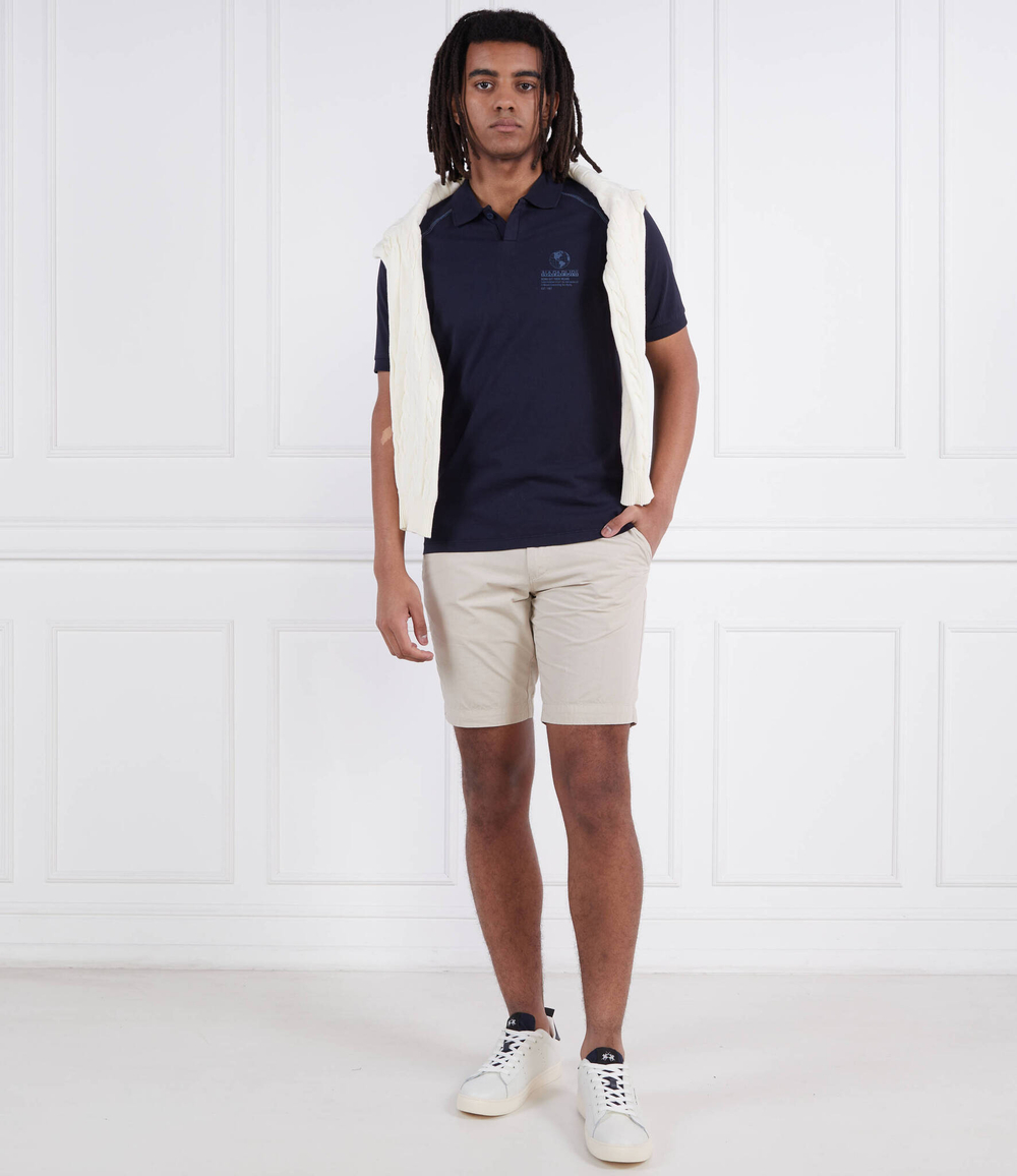 Поло E-SANTIAGO SS BRIGHTWHITE 002 Napapijri - темно-синий(NP0A4H13)