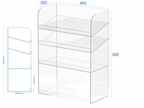 Витрина прикассовая 400х200х550мм акриловая