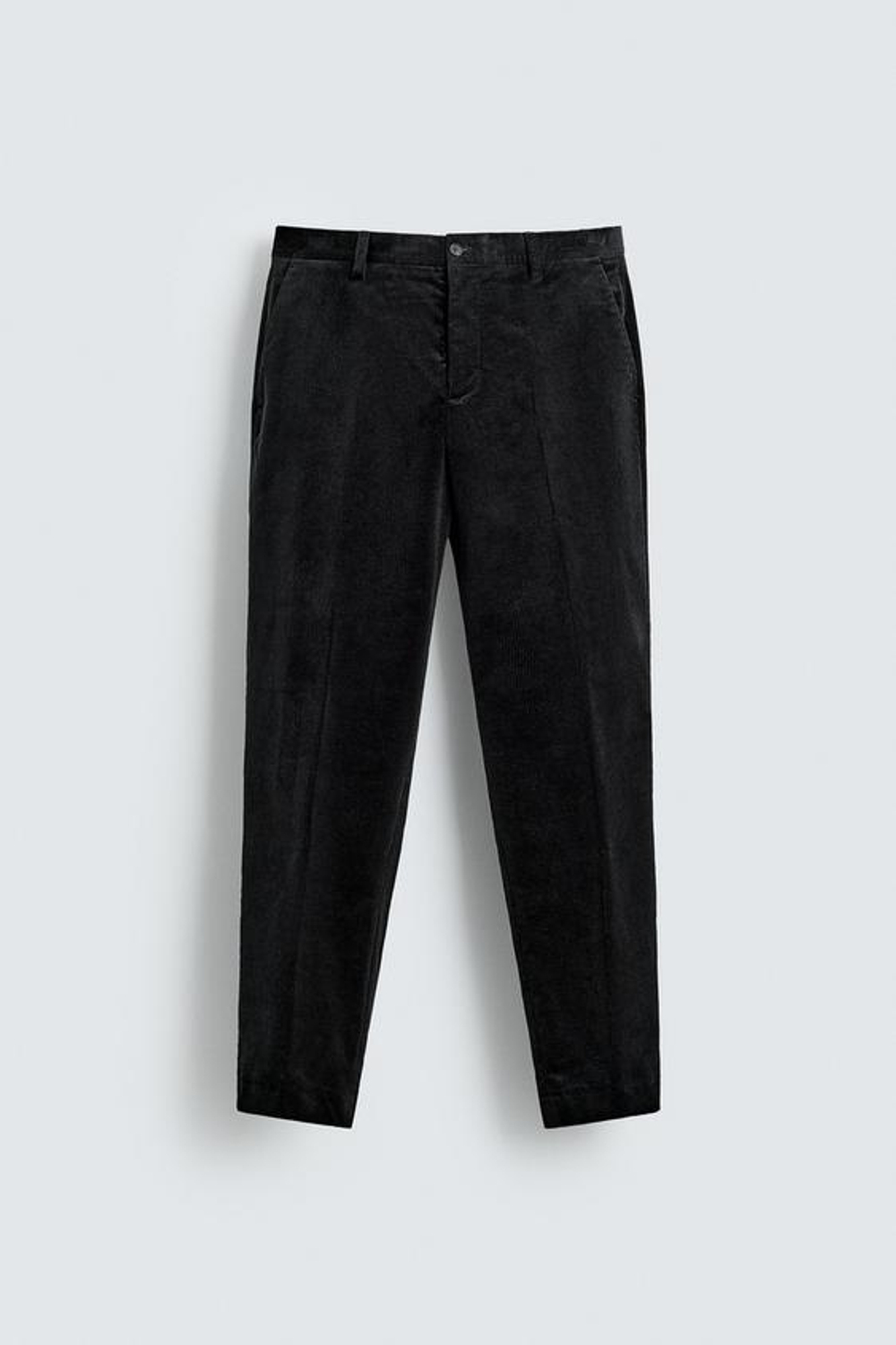 ZARA ВЕЛЬВЕТОВЫЕ КОСТЮМНЫЕ БРЮКИ, ЧЕРНЫЙ