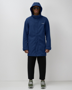 Парка спортивная мужская с капюшоном softshell синего цвета 9565S