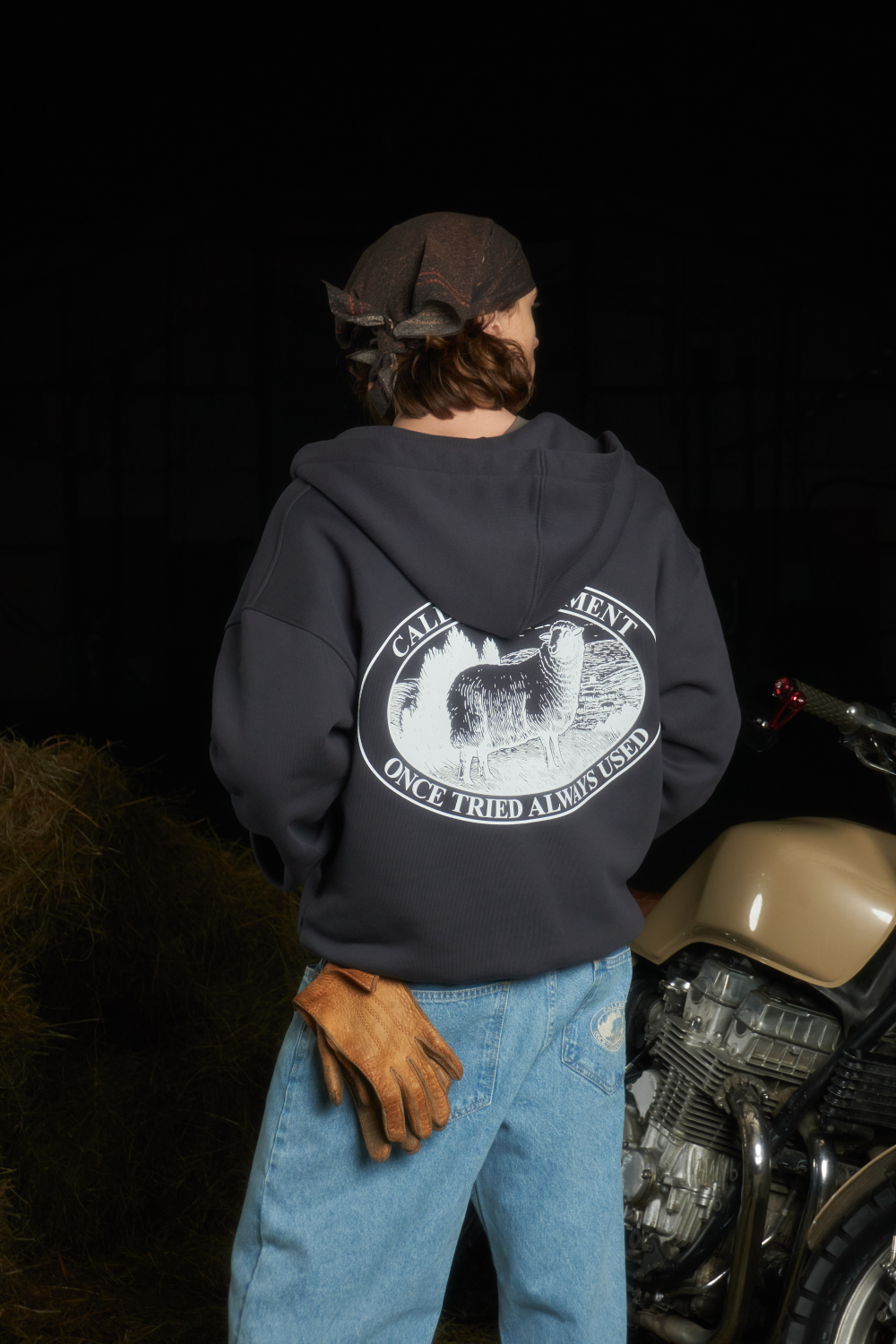 Худи Called a Garment Stamp Heavy Cotton Zip Hoodie "Charcoal Blue"