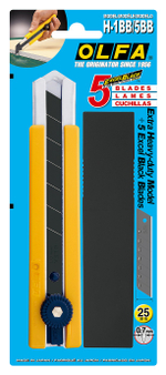 OLFA 25 мм, в комплекте с лезвиями EXCEL BLACK 5 шт, нож (OL-H-1BB/5BB )
