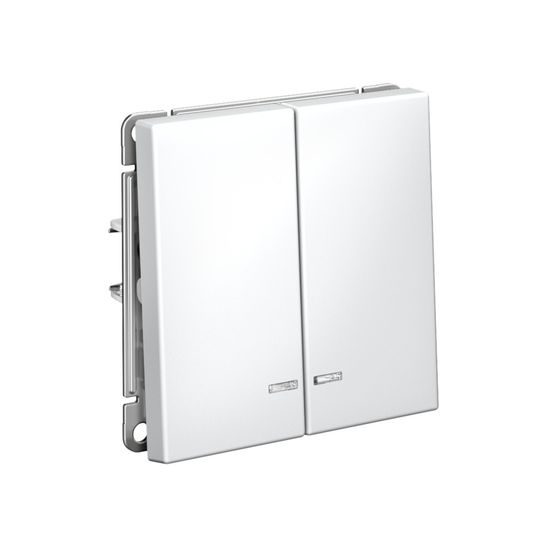 Выключатель 2-кл. ArtGallery (сх. 5а) 10AX с подсветкой быстрозажим. клем. механизм бел. SE GAL000153S