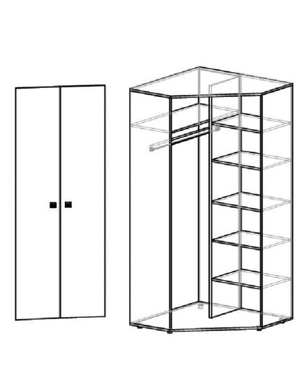 Шкаф угловой ДЖЕРСИ /903*2100*903/ правый сосна астрид / лайм