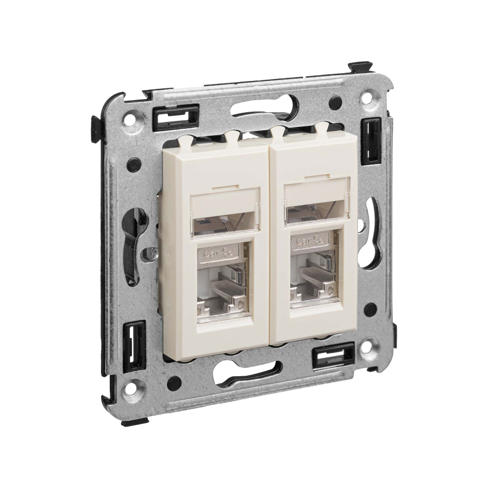 Компьютерная розетка RJ-45 в стену, кат.5e двойная экранированная,"Avanti", "Ванильная дымка"