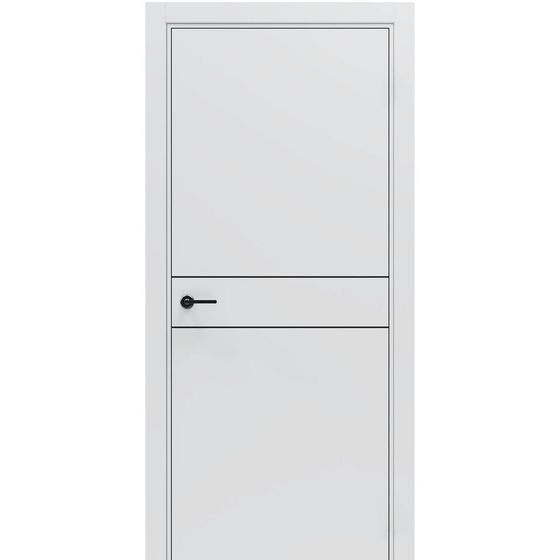Купить Межкомнатная дверь Porta-52 4AB алюминиевая кромка чёрная Shellac White глухая
