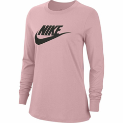 Женская футболка теннисная (dł. Рукава) Nike Swoosh Essential LS Icon Ft - pink glaze/black