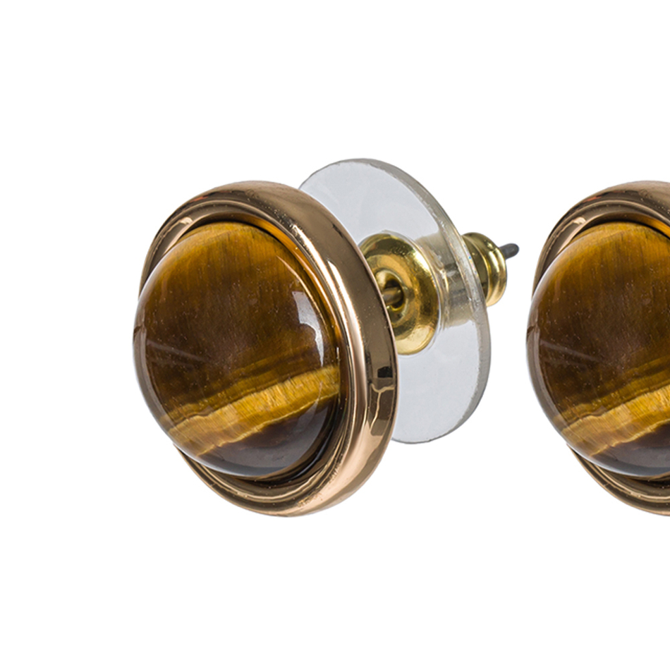 Серьги пусеты Fiore Luna TIGER EYE LE1110 BR/G