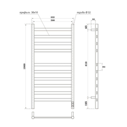 Полотенцесушитель электрический Point Селена PN16850B П10 500x1000, диммер справа, черный схема