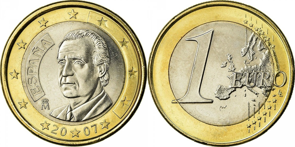 Испания 1 евро, 2007-2009 Хуан Карлос I XF