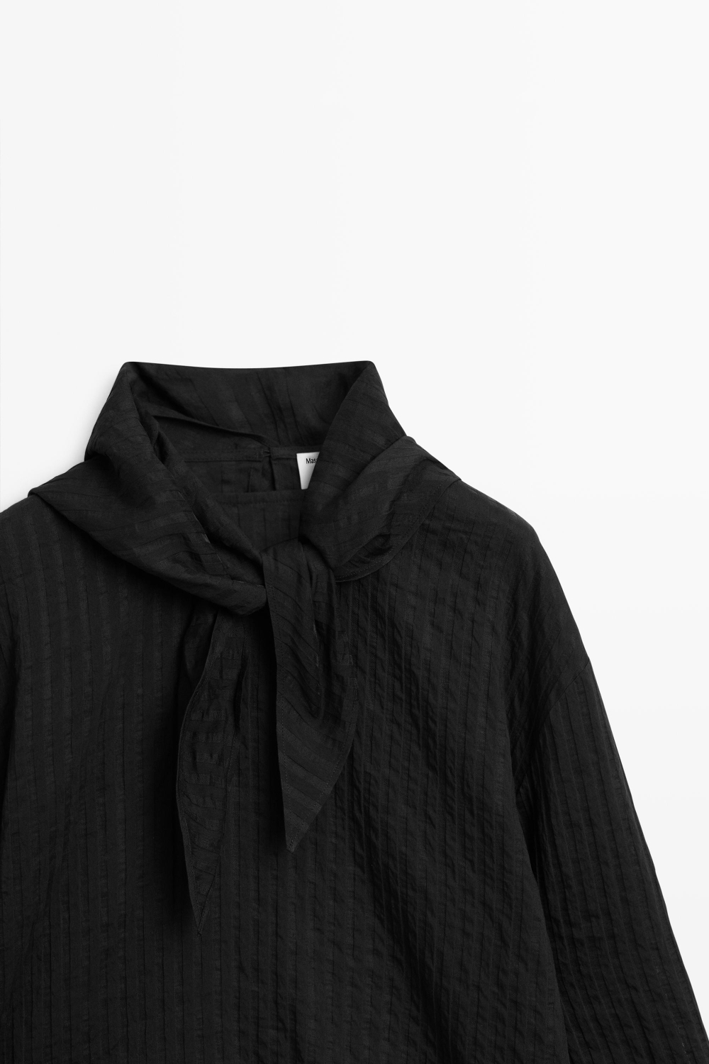 Massimo Dutti Струящаяся рубашка в полоску с шарфом, черный