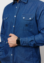 Рубашка мужская с накладными карманами DENIM BLUE