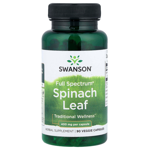 Swanson, Full Spectrum®, листья шпината, 400 мг, 90 растительных капсул