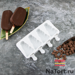 Форма силиконовая  «Эскимо елочки», 4 ячейки