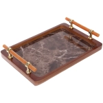 Поднос для завтрака «SHEF» 30*20*5см с пластиковыми ручками, темный мрамор