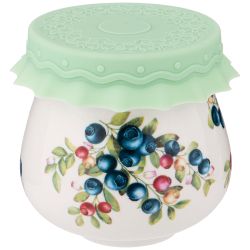 БАНОЧКА С СИЛИКОНОВОЙ КРЫШКОЙ "ГОЛУБИКА" 300 МЛ (КОР=36ШТ.)