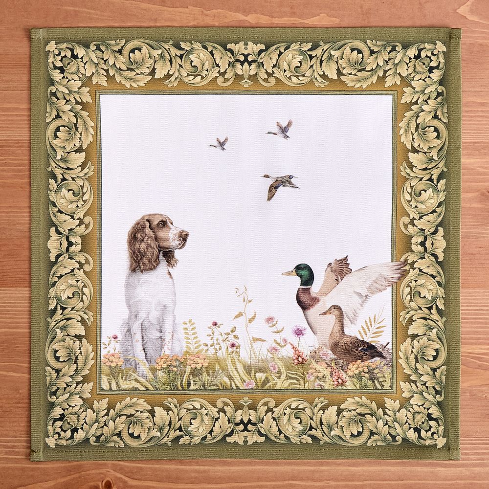 НАБОР САЛФЕТОК ИЗ 2-Х ШТ "ОХОТА" 40Х40СМ, ТВИЛ,100% ХЛОПОК, СОБАКА