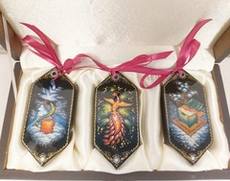 Набор ёлочных игрушек-конфет с ручной росписью Палех "Сказки" в футляре