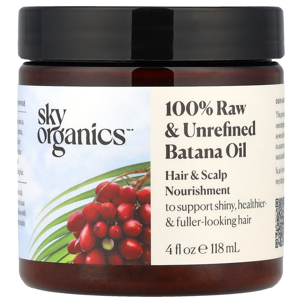 Sky Organics, 100% необработанное и нерафинированное масло батаны для питания волос и кожи головы, 118 мл (4 жидк. Унции)