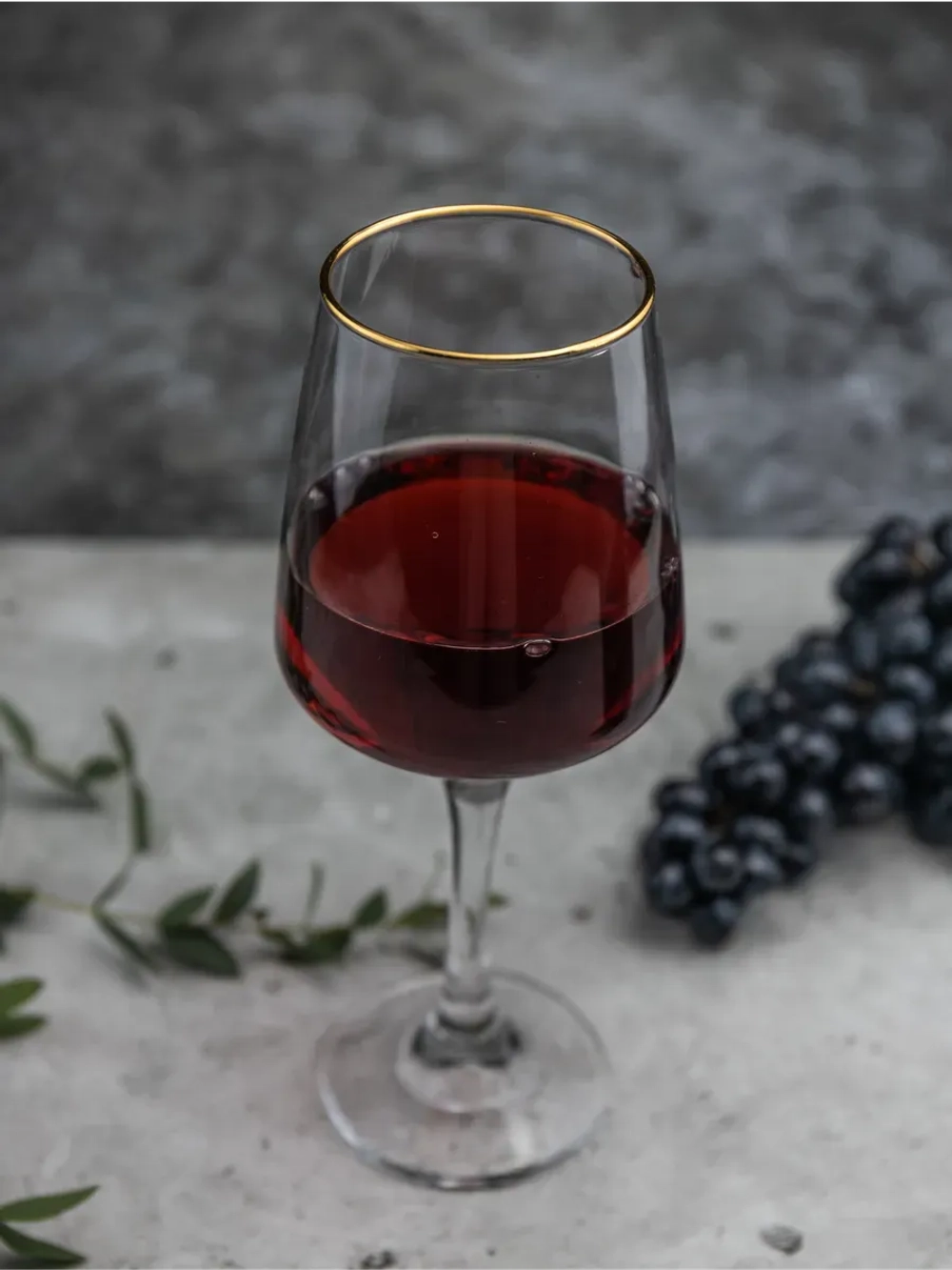 Набор бокалов для вина, 450 мл, 6 шт. с золотой каймой