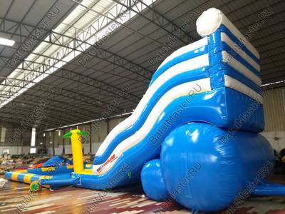 Надувной водный батут с бассейном «Пляжный оазис», 13*4,5*6 м