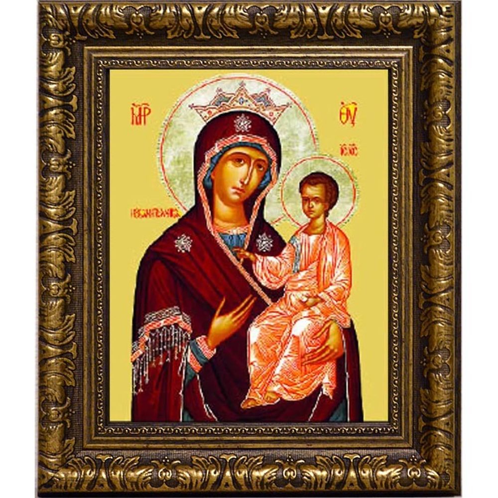 Избавительница от бед страждущих. Икона Божьей Матери на холсте.