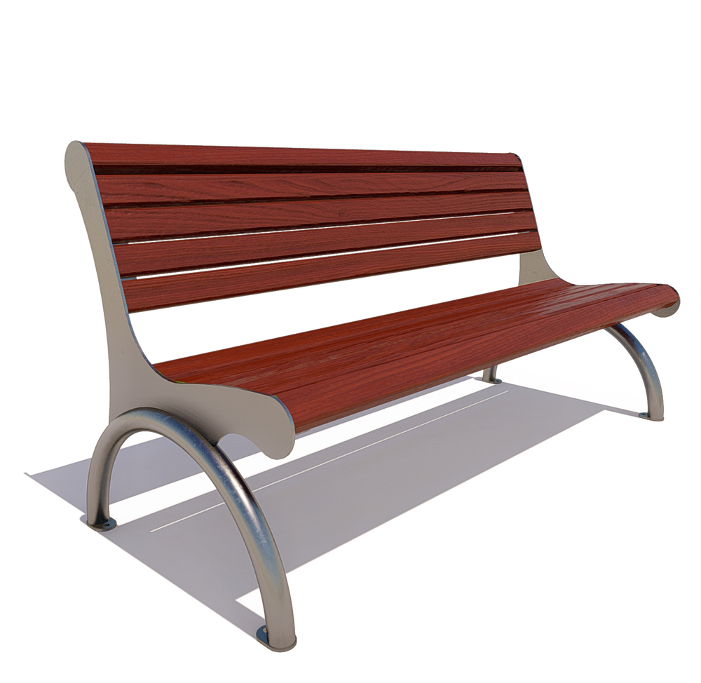 Скамейка стальная "Берлин" сосна 1,2м, без подлокотников, махагон