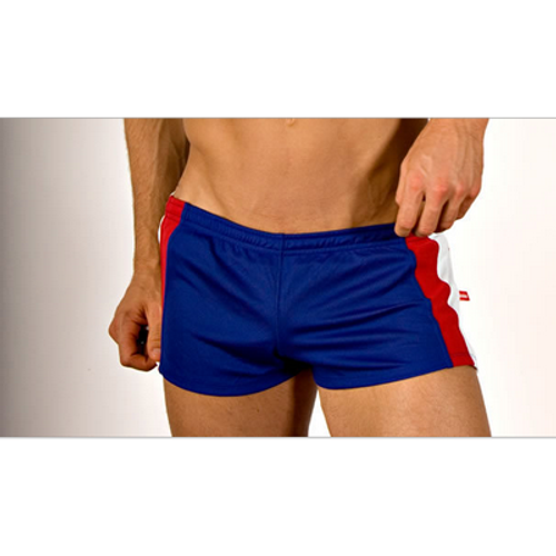 Мужские шорты ултракороткие пляжные синего цвета с полосками AussieBum Shorts Blue