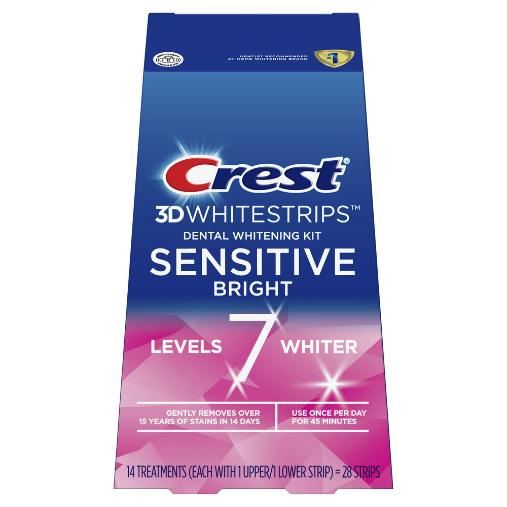 Курс 14 дней | Crest 3D Whitestrips Sensitive Bright – Отбеливающие полоски для зубов