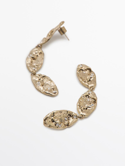 Massimo Dutti Длинные серьги со стразами, золотистый