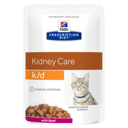 Hill's Feline k/d Beef 85 г - диета консервы (пауч) для кошек с проблемами почек (говядина) 3411LN