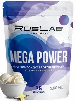 Протеин RusLabNutrition Mega Power Ванильное мороженое, спортивное питание, 800 г
