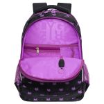 Рюкзак Grizzly, 27*40*20см, 2 отделения, 4 кармана, анатомическая спинка, черный-лавандовый